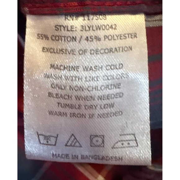 Levis Western Shirt L Mens Modern Fit Long Sleeve Plaid Snap Button Red & Blue - Picture 8 of 9